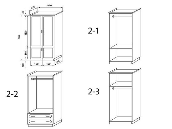 Шкаф №3 (ясень/тополь), 2 створки 4 (фото)